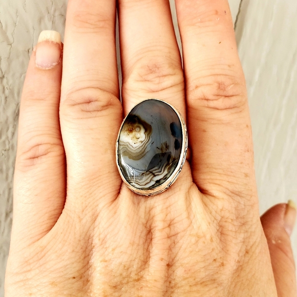 New Botswana Agate 925 Silver Ring. - Picture 8 of 8